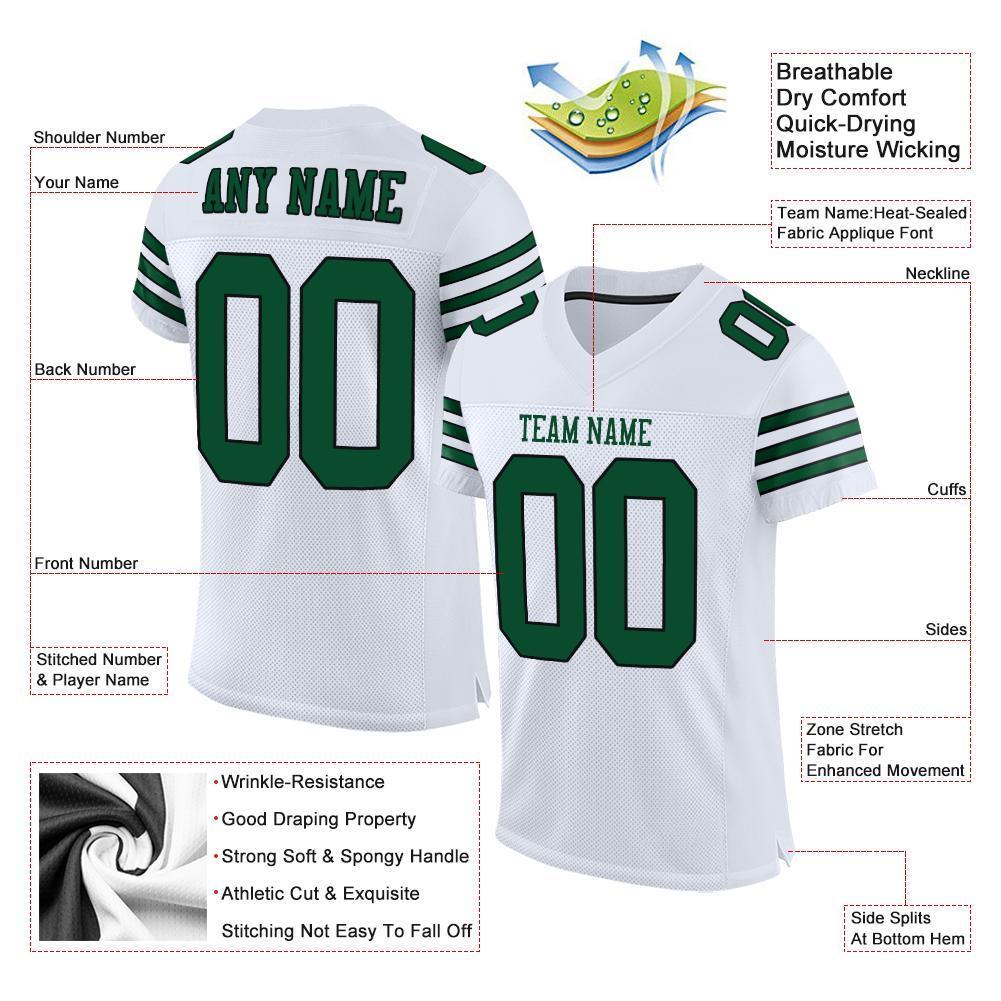 Custom White Grass Green-Black Mesh Authentic Football Jersey - Sky-Custom