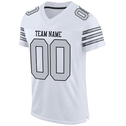 Custom White Silver-Black Mesh Authentic Football Jersey - Sky-Custom