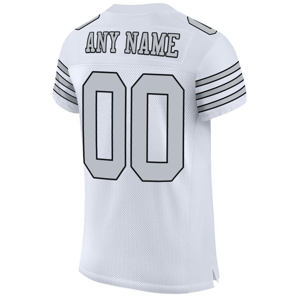 Custom White Silver-Black Mesh Authentic Football Jersey - Sky-Custom