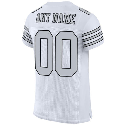 Custom White Silver-Black Mesh Authentic Football Jersey - Sky-Custom