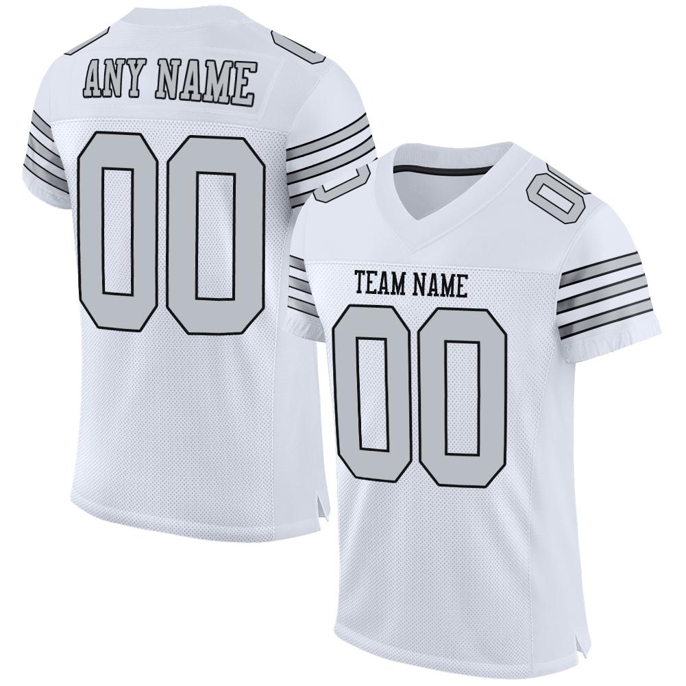 Custom White Silver-Black Mesh Authentic Football Jersey - Sky-Custom
