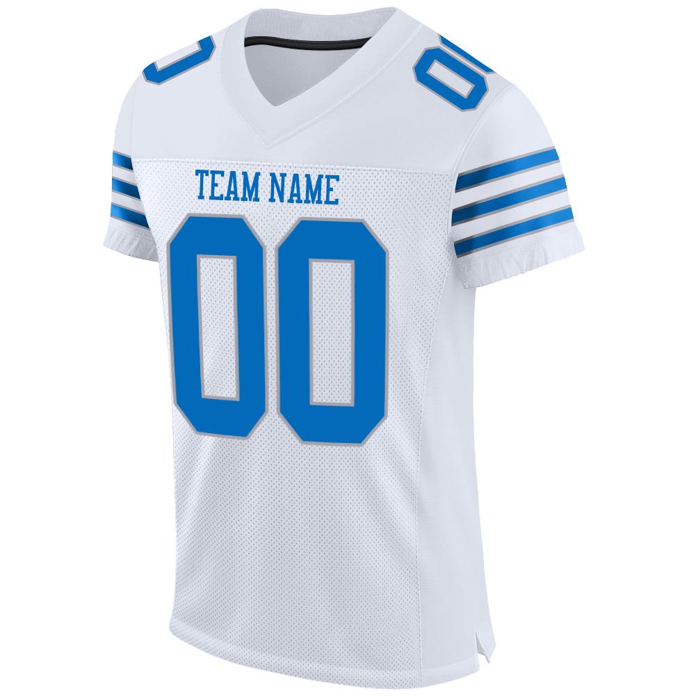 Custom White Panther Blue-Light Gray Mesh Authentic Football Jersey - Sky-Custom