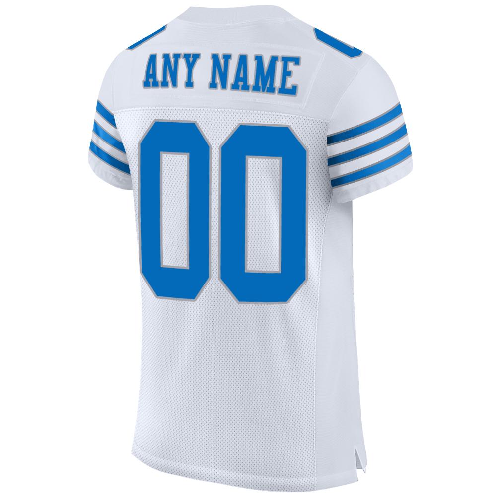 Custom White Panther Blue-Light Gray Mesh Authentic Football Jersey - Sky-Custom