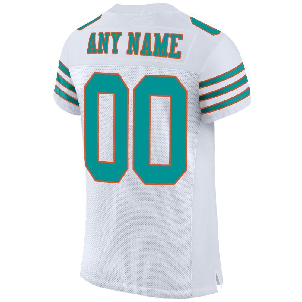 Custom White Aqua-Orange Mesh Authentic Football Jersey - Sky-Custom