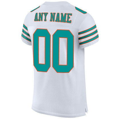 Custom White Aqua-Orange Mesh Authentic Football Jersey - Sky-Custom