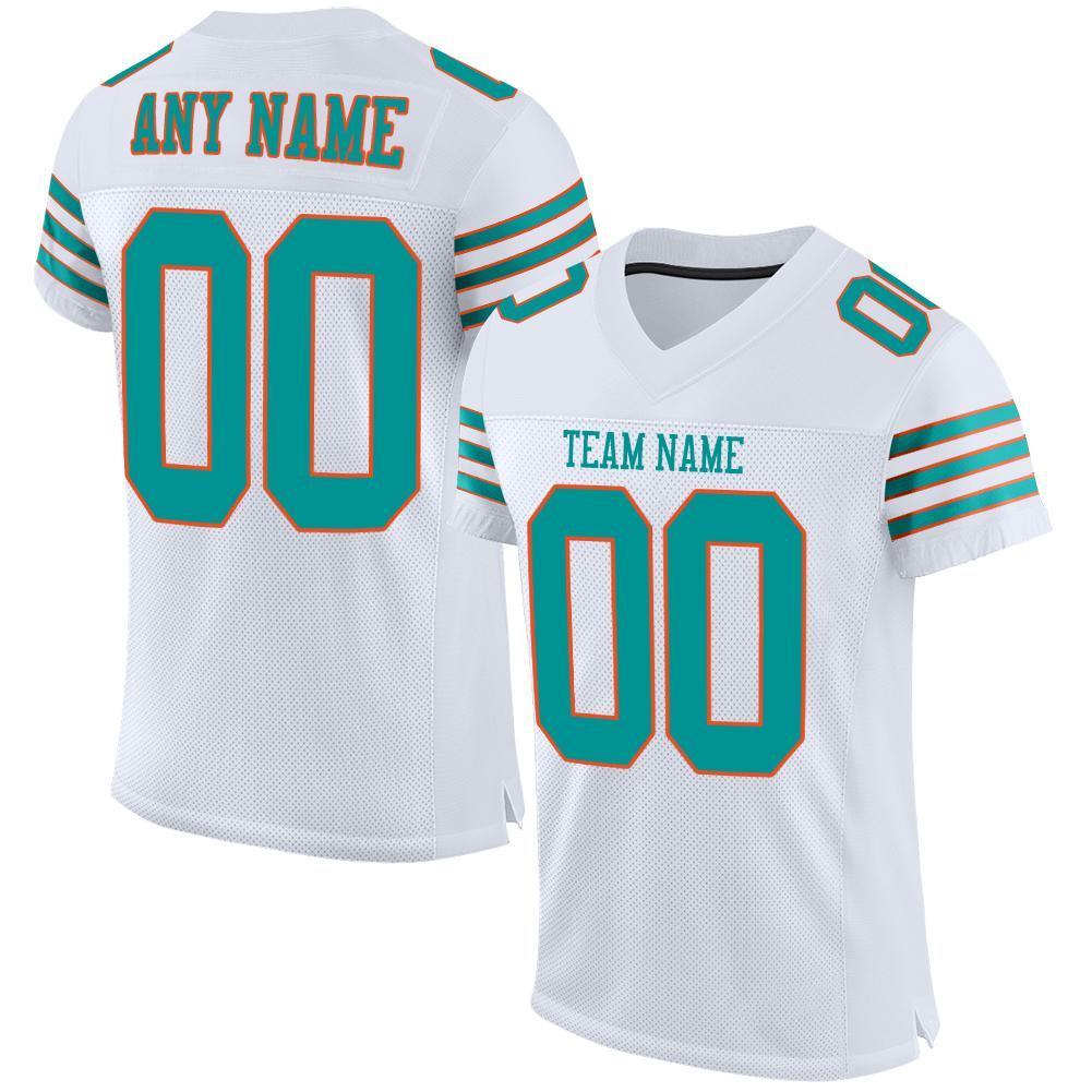Custom White Aqua-Orange Mesh Authentic Football Jersey - Sky-Custom