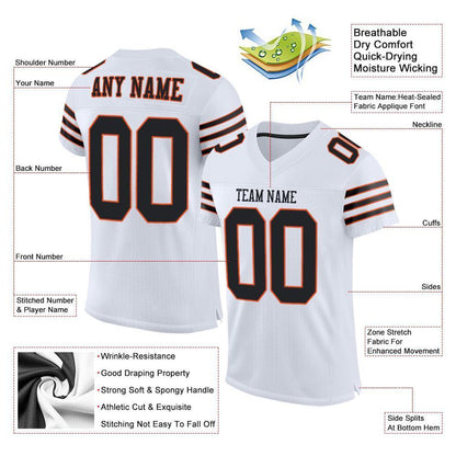 Custom White Black-Orange Mesh Authentic Football Jersey - Sky-Custom