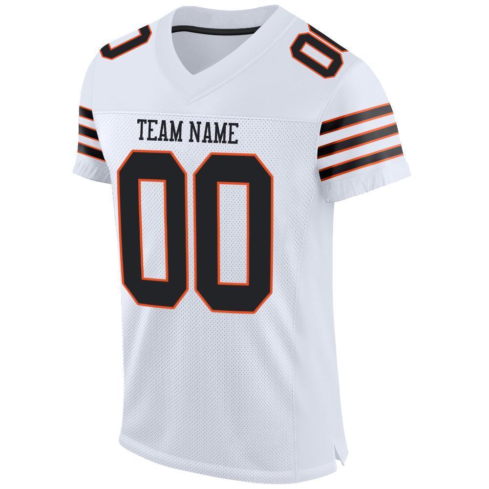Custom White Black-Orange Mesh Authentic Football Jersey - Sky-Custom