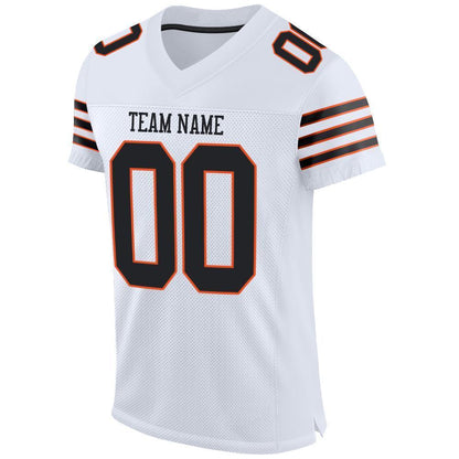 Custom White Black-Orange Mesh Authentic Football Jersey - Sky-Custom