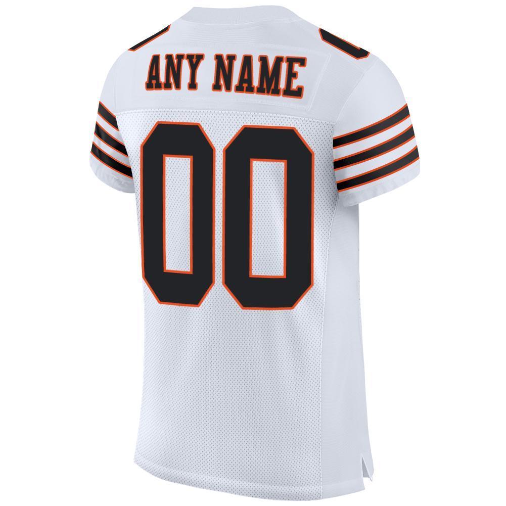 Custom White Black-Orange Mesh Authentic Football Jersey - Sky-Custom