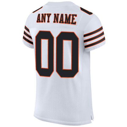 Custom White Black-Orange Mesh Authentic Football Jersey - Sky-Custom
