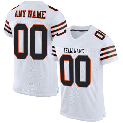 Custom White Black-Orange Mesh Authentic Football Jersey - Sky-Custom