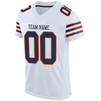 Custom White Navy-Orange Mesh Authentic Football Jersey - Sky-Custom