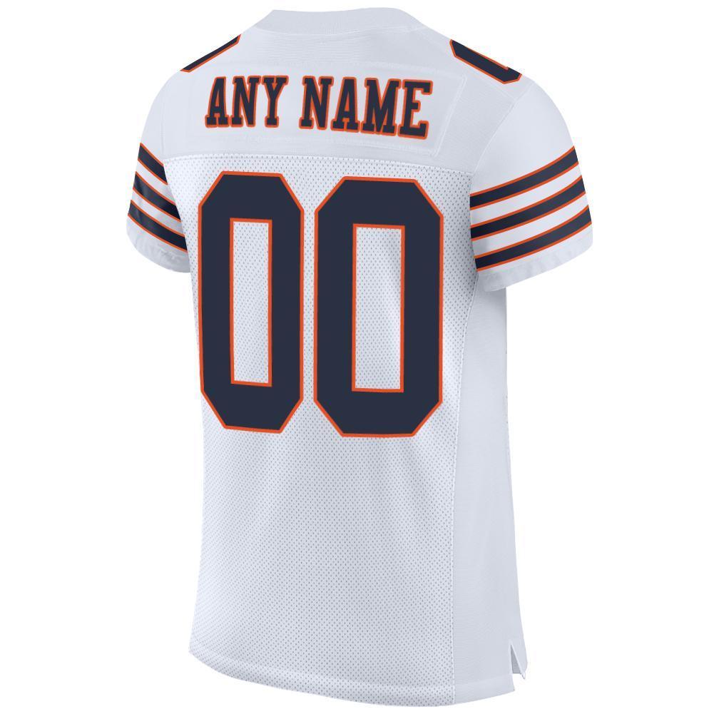 Custom White Navy-Orange Mesh Authentic Football Jersey - Sky-Custom