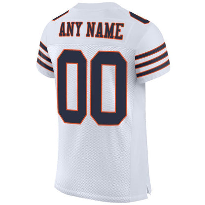 Custom White Navy-Orange Mesh Authentic Football Jersey - Sky-Custom