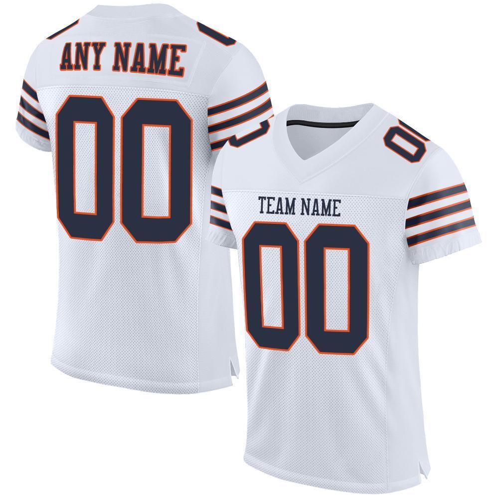 Custom White Navy-Orange Mesh Authentic Football Jersey - Sky-Custom