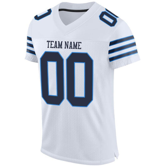 Custom White Navy-Powder Blue Mesh Authentic Football Jersey - Sky-Custom