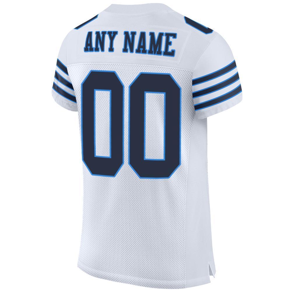 Custom White Navy-Powder Blue Mesh Authentic Football Jersey - Sky-Custom