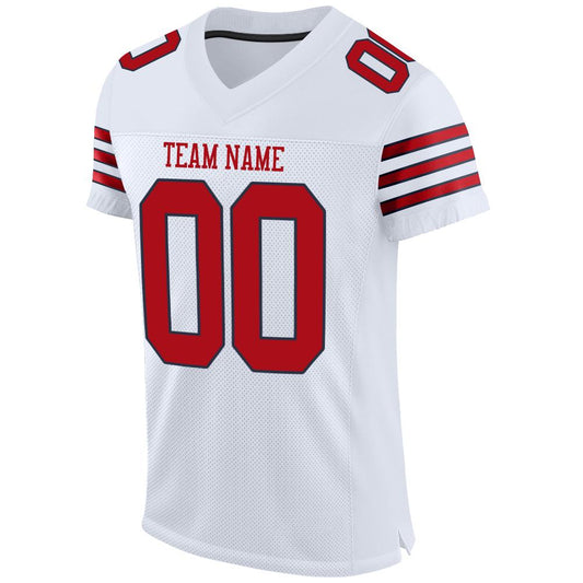 Custom White Red-Navy Mesh Authentic Football Jersey - Sky-Custom