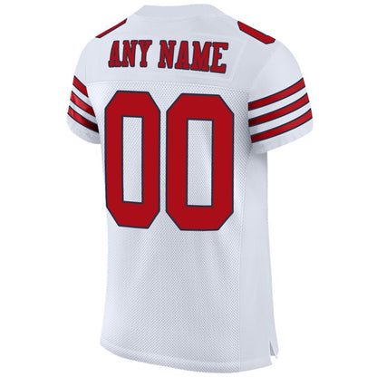 Custom White Red-Navy Mesh Authentic Football Jersey - Sky-Custom