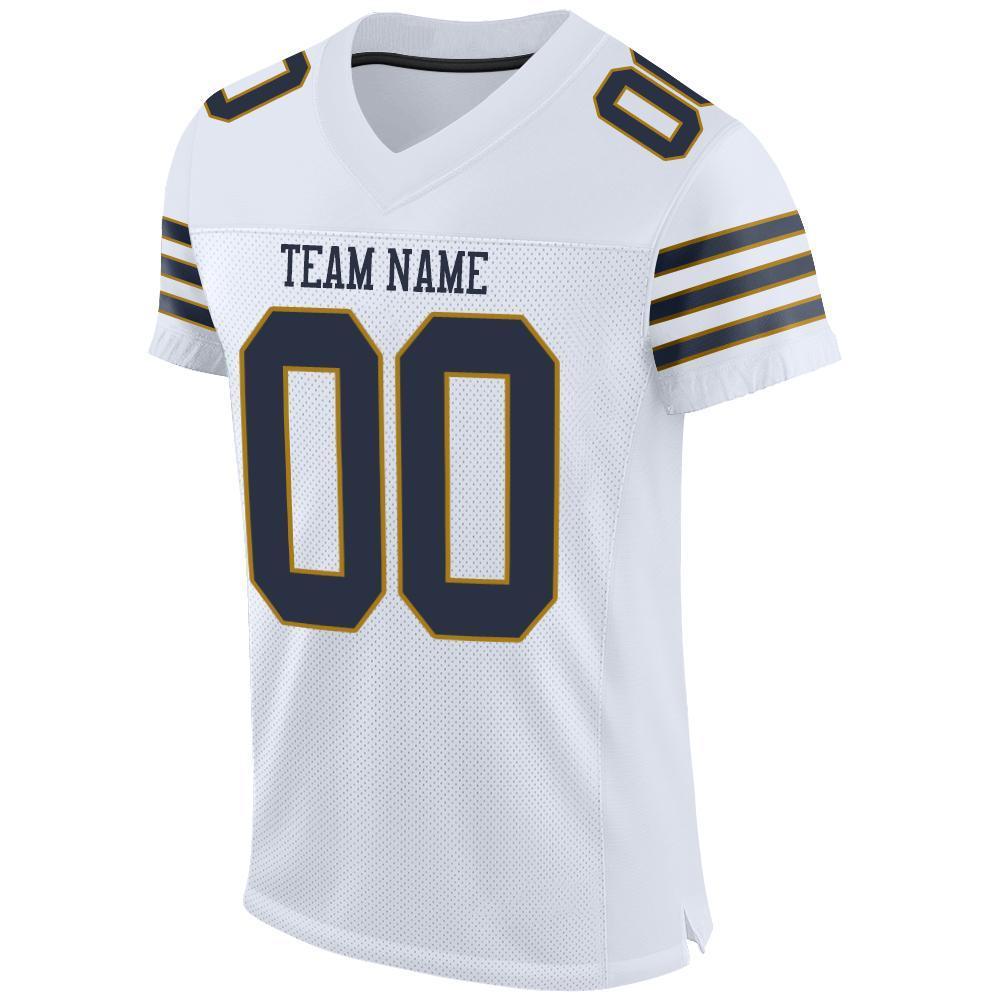 Custom White Navy-Old Gold Mesh Authentic Football Jersey - Sky-Custom