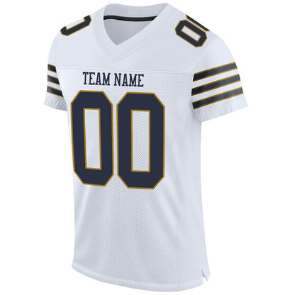 Custom White Navy-Old Gold Mesh Authentic Football Jersey - Sky-Custom