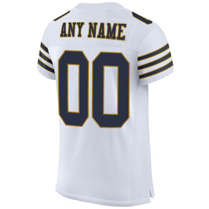 Custom White Navy-Old Gold Mesh Authentic Football Jersey - Sky-Custom