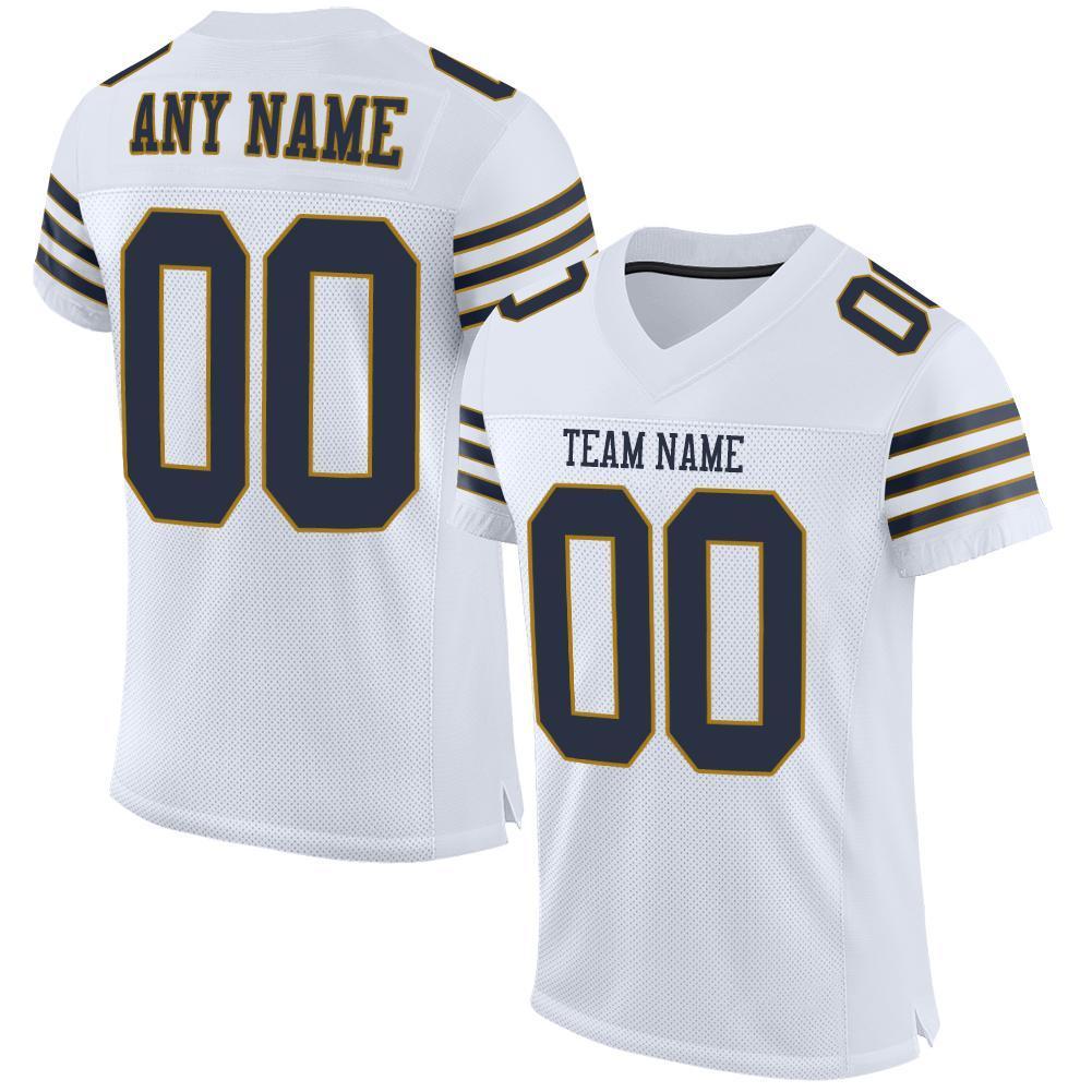 Custom White Navy-Old Gold Mesh Authentic Football Jersey - Sky-Custom