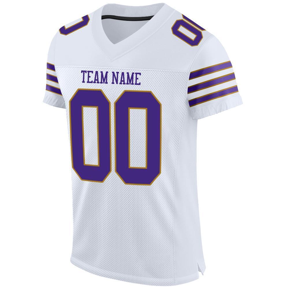 Custom White Purple-Old Gold Mesh Authentic Football Jersey - Sky-Custom