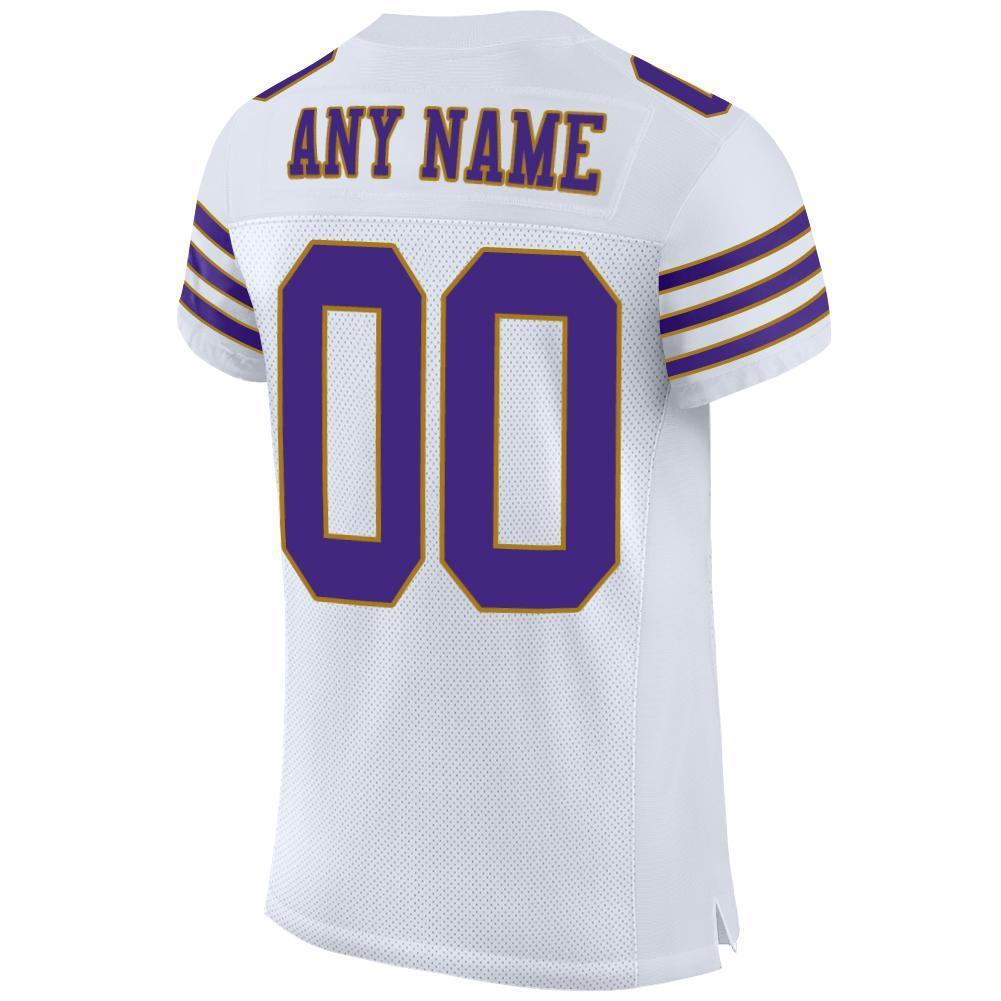 Custom White Purple-Old Gold Mesh Authentic Football Jersey - Sky-Custom