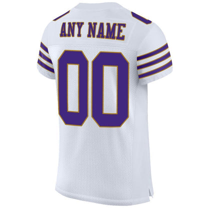 Custom White Purple-Old Gold Mesh Authentic Football Jersey - Sky-Custom