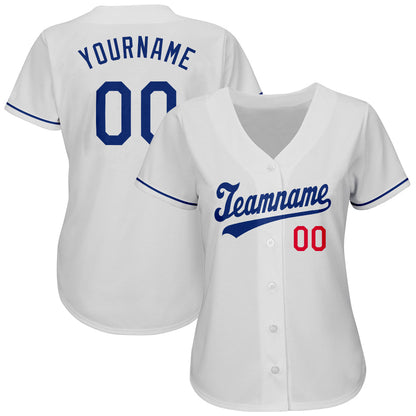Custom White Royal-Red Authentic Baseball Jersey - Sky-Custom