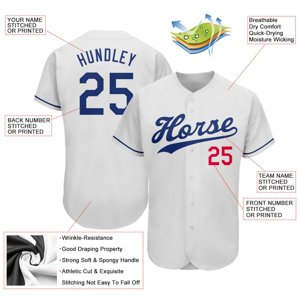 Custom White Royal-Red Authentic Baseball Jersey - Sky-Custom