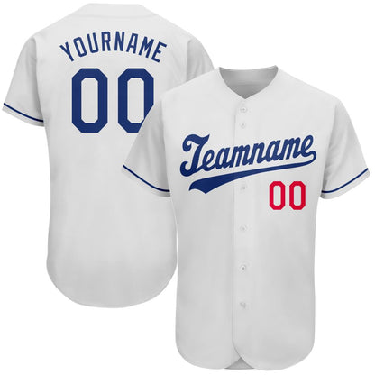 Custom White Royal-Red Authentic Baseball Jersey - Sky-Custom