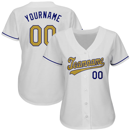 Custom White Old Gold-Royal Authentic Baseball Jersey - Sky-Custom