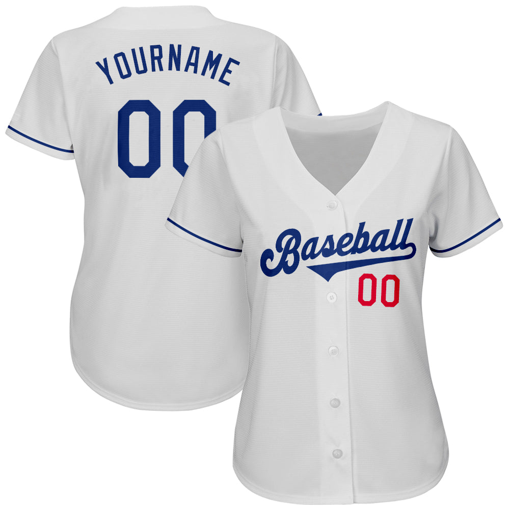 Custom White Royal-Red Authentic Baseball Jersey - Sky-Custom
