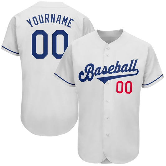 Custom White Royal-Red Authentic Baseball Jersey - Sky-Custom