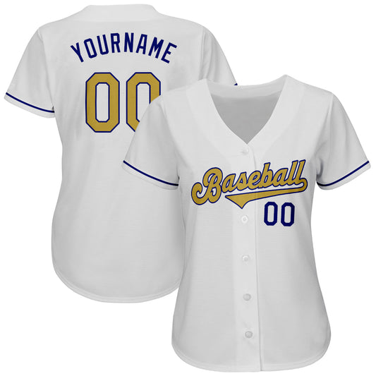 Custom White Old Gold-Royal Authentic Baseball Jersey - Sky-Custom