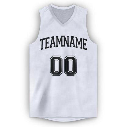 Custom White Black V-Neck Basketball Jersey - Sky-Custom
