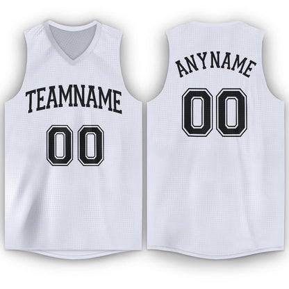 Custom White Black V-Neck Basketball Jersey - Sky-Custom