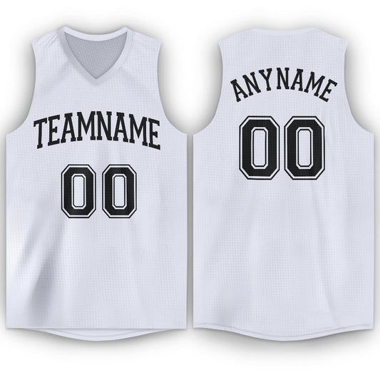 Custom White Black V-Neck Basketball Jersey - Sky-Custom