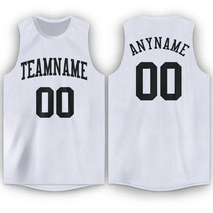 Custom White Black Round Neck Basketball Jersey - Sky-Custom