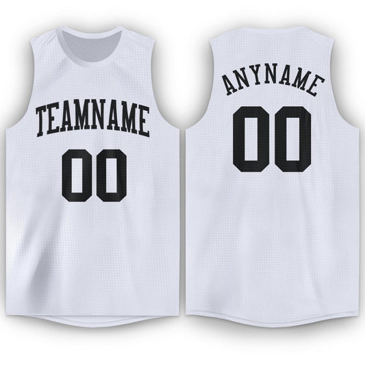 Custom White Black Round Neck Basketball Jersey - Sky-Custom