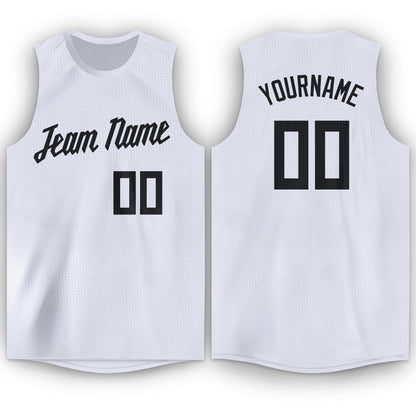 Custom White Black Round Neck Basketball Jersey - Sky-Custom