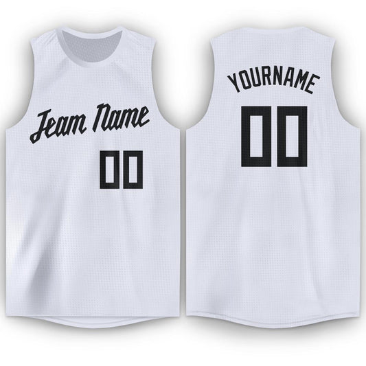 Custom White Black Round Neck Basketball Jersey - Sky-Custom