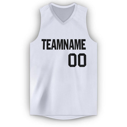 Custom White Black V-Neck Basketball Jersey - Sky-Custom