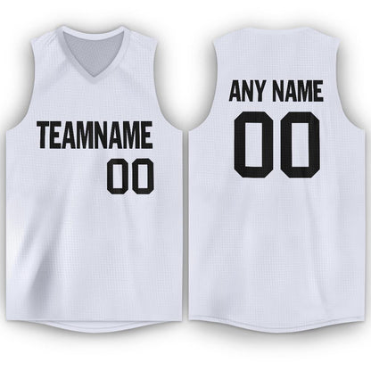 Custom White Black V-Neck Basketball Jersey - Sky-Custom