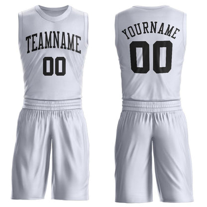 Custom White Black Round Neck Suit Basketball Jersey - Sky-Custom