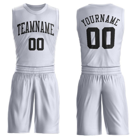 Custom White Black Round Neck Suit Basketball Jersey - Sky-Custom