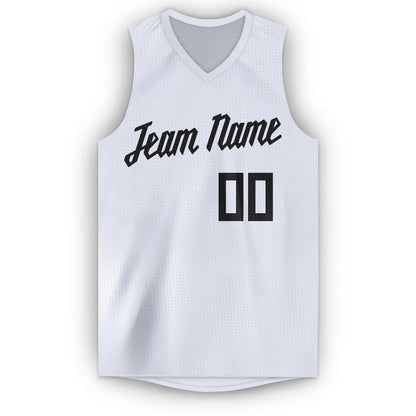 Custom White Black V-Neck Basketball Jersey - Sky-Custom